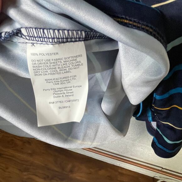 PGA TOUR Men's Fine Line Print Short Sleeve Golf Polo Shirt blue large - Picture 9 of 9